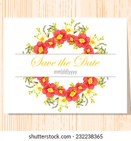Wedding invitation cards with floral elements