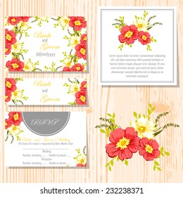 Wedding invitation cards with floral elements