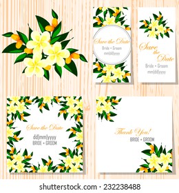 Wedding invitation cards with floral elements