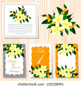 Wedding invitation cards with floral elements
