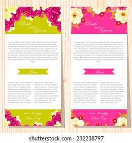 Wedding invitation cards with floral elements
