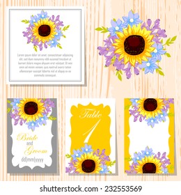 Wedding invitation cards with floral elements