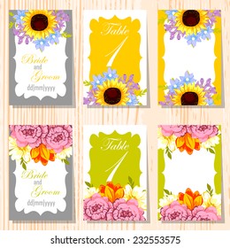 Wedding invitation cards with floral elements