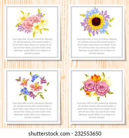 Wedding invitation cards with floral elements