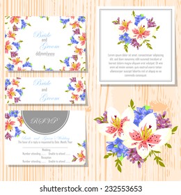 Wedding invitation cards with floral elements