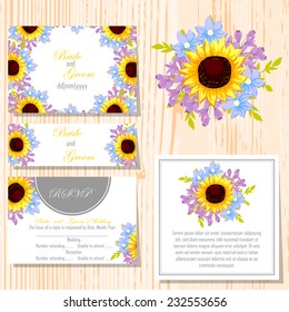 Wedding invitation cards with floral elements