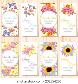 Wedding invitation cards with floral elements