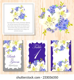 Wedding invitation cards with floral elements