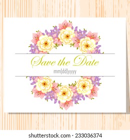 Wedding invitation cards with floral elements