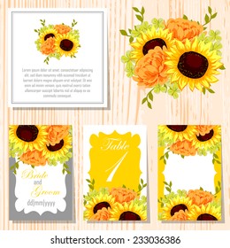 Wedding invitation cards with floral elements