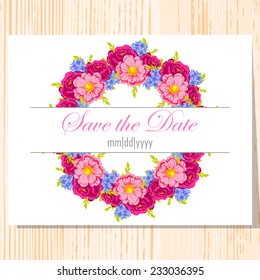 Wedding invitation cards with floral elements