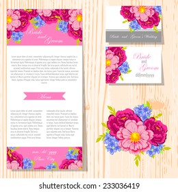 Wedding invitation cards with floral elements