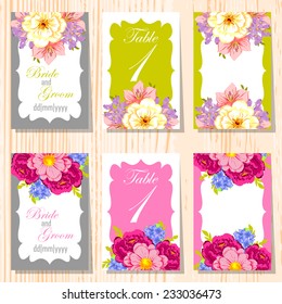 Wedding invitation cards with floral elements