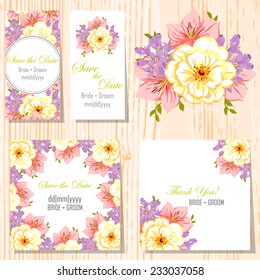 Wedding invitation cards with floral elements