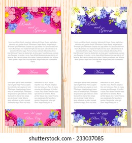 Wedding invitation cards with floral elements