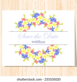 Wedding invitation cards with floral elements.