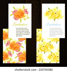 Wedding invitation cards with floral elements