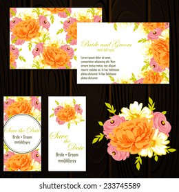 Wedding invitation cards with floral elements