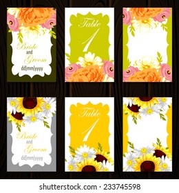 Wedding invitation cards with floral elements