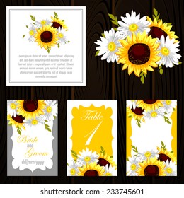 Wedding invitation cards with floral elements