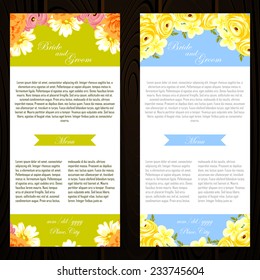 Wedding invitation cards with floral elements
