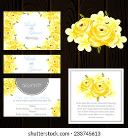 Wedding invitation cards with floral elements