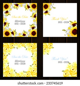 Wedding invitation cards with floral elements
