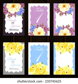 Wedding invitation cards with floral elements