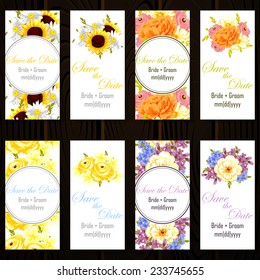 Wedding invitation cards with floral elements
