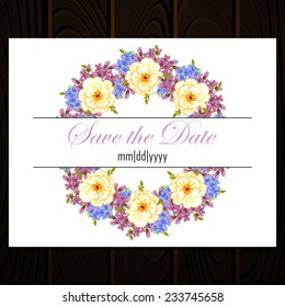 Wedding invitation cards with floral elements