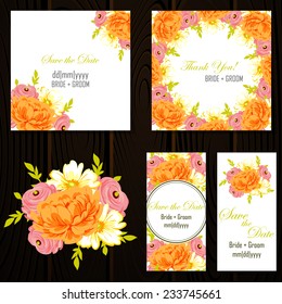 Wedding invitation cards with floral elements