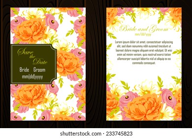 Wedding invitation cards with floral elements
