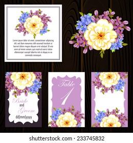 Wedding invitation cards with floral elements