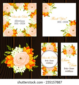 Wedding invitation cards with floral elements