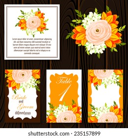Wedding invitation cards with floral elements
