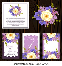 Wedding invitation cards with floral elements