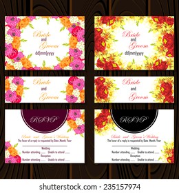 Wedding invitation cards with floral elements