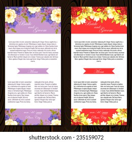 Wedding invitation cards with floral elements