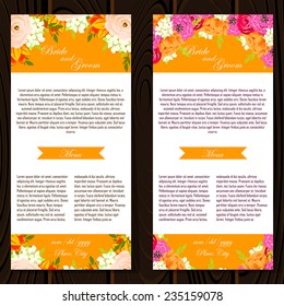 Wedding invitation cards with floral elements