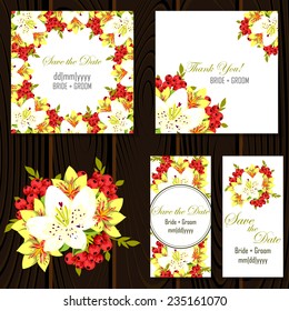 Wedding invitation cards with floral elements