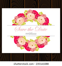 Wedding invitation cards with floral elements