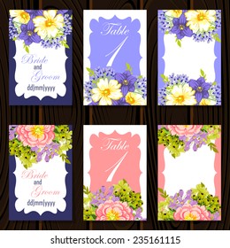 Wedding invitation cards with floral elements