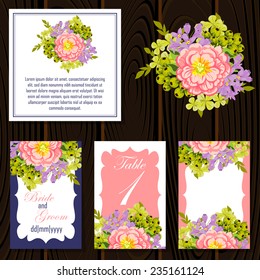 Wedding invitation cards with floral elements