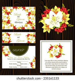 Wedding invitation cards with floral elements