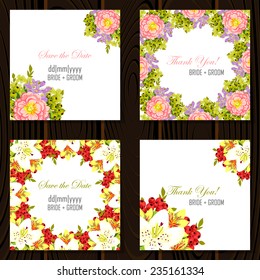 Wedding invitation cards with floral elements