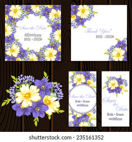 Wedding invitation cards with floral elements