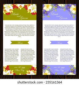 Wedding invitation cards with floral elements
