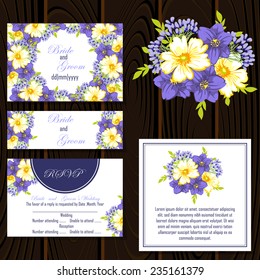 Wedding invitation cards with floral elements