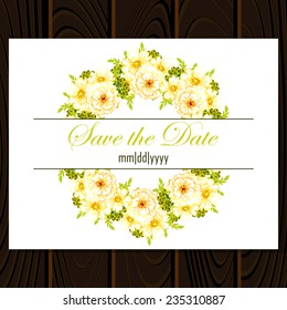 Wedding invitation cards with floral elements