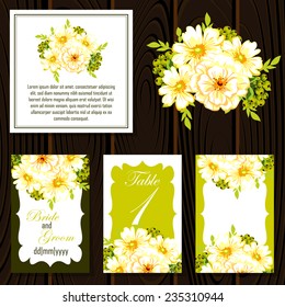 Wedding invitation cards with floral elements